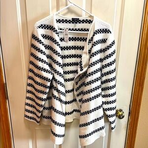 NWT Talbots Striped Black and White Women's Boucle Blazer / Sweater size 2XP
